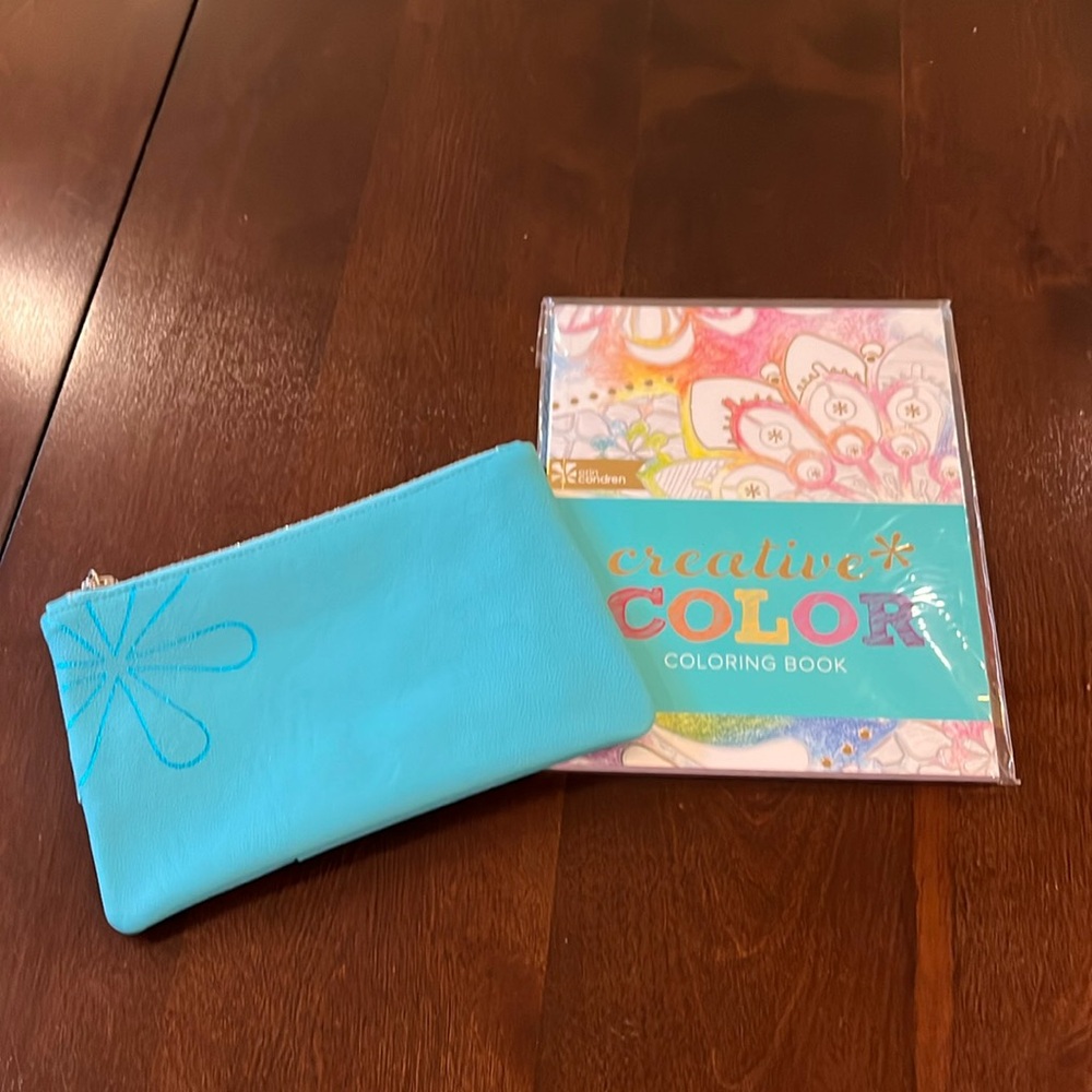 Erin Condren Leather Pouch / Planny pack and Coloring Book with Tear out Pages